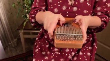 Şık elbiseli ve gözlüklü güzel bir genç kadın evde çalışırken bir müzik aleti çalar. İçeride yaratıcılığın ve adanmışlığın huzurlu bir anı. Hobi ve boş zaman