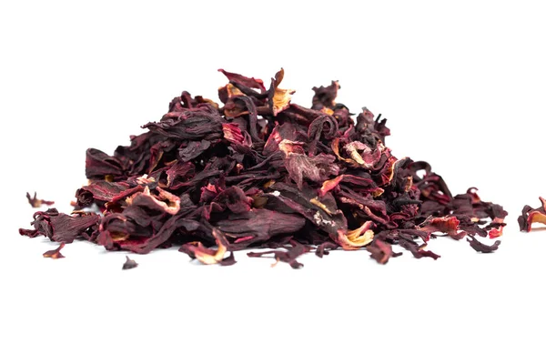Hibiscus Pile Red Dried Hibiscus Tea Leaves Karkade Tea White — Stock Photo, Image