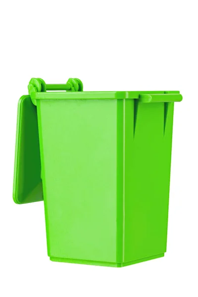 Нова Коробка Світло Зеленим Великим Пластиковим Бункером Ізольована Білому Тлі — стокове фото