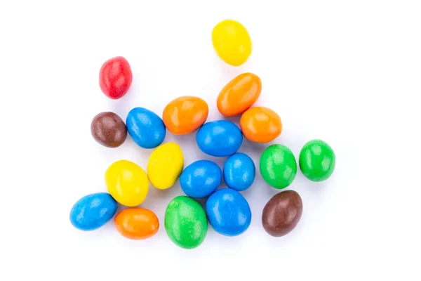 Colorful Chocolate Buttons White Background Chocolate Coated Peanuts — Fotografia de Stock