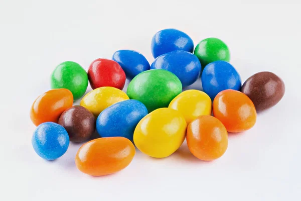 Colorful Chocolate Buttons White Background Chocolate Coated Peanuts — Stock Fotó