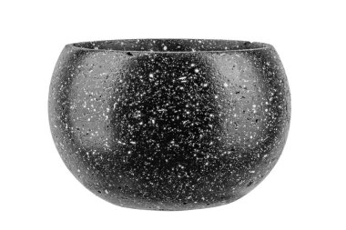 Beyaz arka plan üzerinde izole edilmiş boş seramik siyah saksı. Siyah saksı. Dosya kırpma yolu içeriyor.
