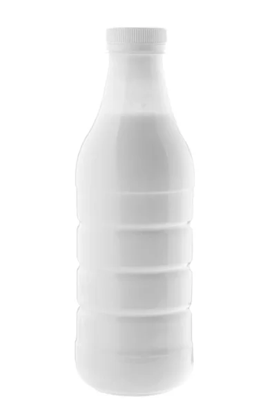 Flaska Med Färsk Mjölk Plastflaska Mejeriprodukt Isolerad Vit Bakgrund Filen — Stockfoto