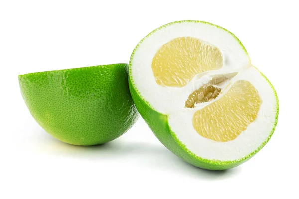 Citrus Sweetie Pomelit Oroblanco Geïsoleerd Witte Achtergrond Close Veld Met — Stockfoto