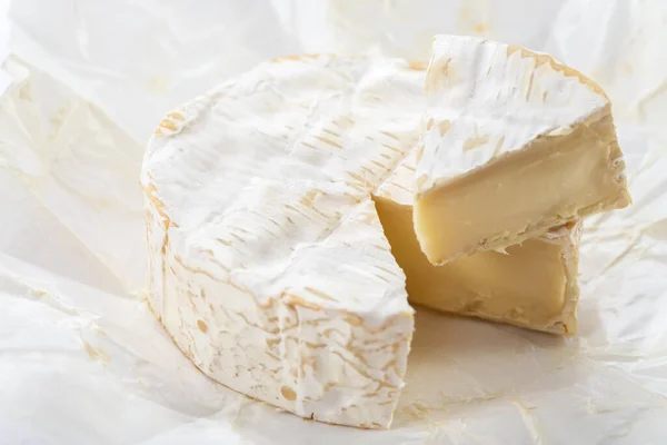 stock image Camembert cheese on white background. French cheese.