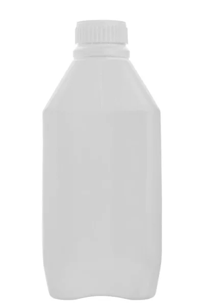 キャップ付きホワイトプラスチックボトル 白い背景に隔離された洗浄剤のボトル ファイルにはクリッピングパスが含まれます 場の深さ — ストック写真