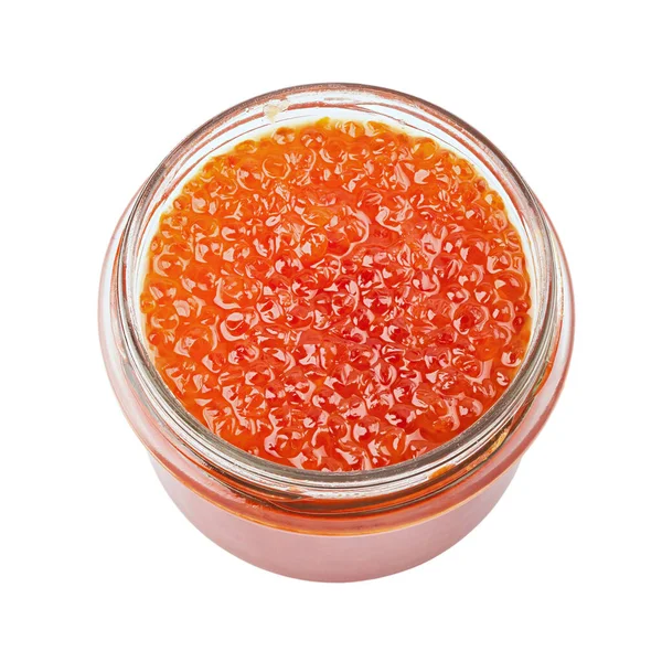 Pot Caviar Rouge Isolé Sur Fond Blanc Fruits Mer Crus — Photo