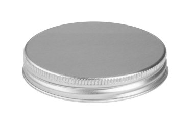 Beyaz arka planda izole edilmiş metal kavanoz kapağı. Dosya kırpma yolu içeriyor.