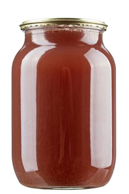 Beyaz arka planda izole edilmiş cam bir kavanozda ev yapımı komposto. Bahçedeki organik yiyecekleri saklamış. Dosya kırpma yolu içeriyor.