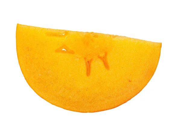 Κομμάτια Λωτού Ώριμου Πορτοκαλιού Φρούτου Λωτός Που Απομονώνεται Λευκό Φόντο — Φωτογραφία Αρχείου
