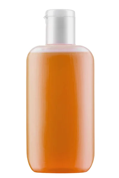 Καλλυντικό Μπουκάλι Πορτοκαλί Χρώμα Απομονώνονται Λευκό Φόντο Αντιμικροβιακή Υγρή Γέλη — Φωτογραφία Αρχείου