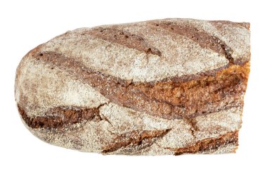 Beyaz arka planda izole edilmiş taze yarı pişmiş ekmek. Dosya kırpma yolu içeriyor. Paketleme tasarımı elementi.