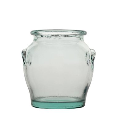 Empty glass kitchen jar for bulk food storage isolated on white background. File contains clipping path. Full depth of field.