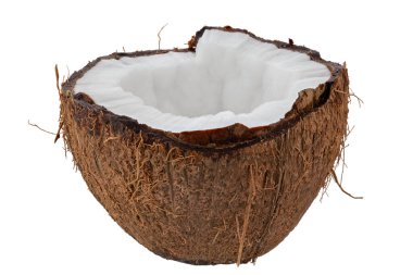 Hindistan cevizi, beyaz arka planda izole edilmiş. Tam alan derinliği. Dosya kırpma yolu içeriyor.