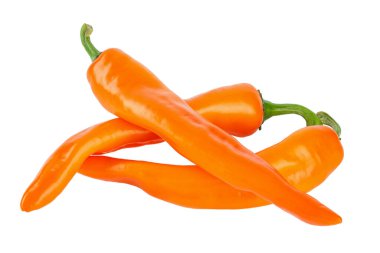 Fresh tasty pepper. Orange hot pepper isolated on white background. File contains clipping path.
