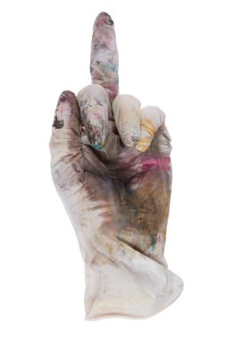 Fuck you symbol in a rubber glove. Isolated on white background. File contains clipping path.