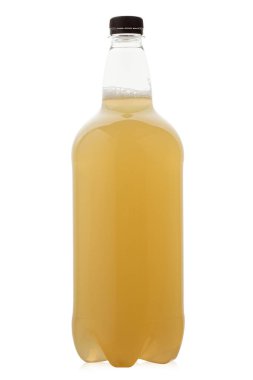 Plastic bottle with filtered beer. Isolated on a white background. File contains clipping path. 