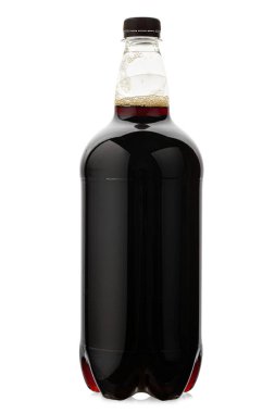 Plastic bottle with dark beer. isolated on white background. File contains clipping path.