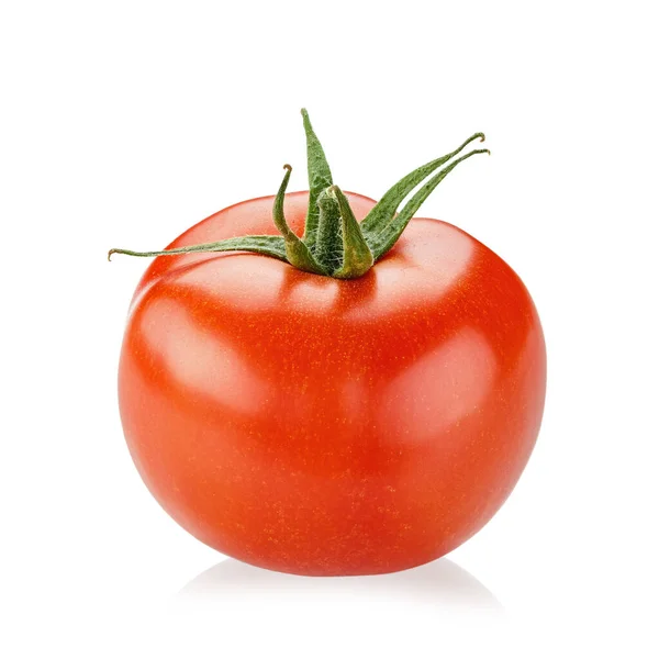 Świeże Soczyste Czerwone Pomidory Izolowane Białym Tle Plik Zawiera Ścieżkę — Zdjęcie stockowe