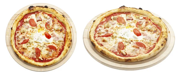 Smaklig Varm Italiensk Carbonara Pizza Med Skinka Bechamelsås Och Ost — Stockfoto