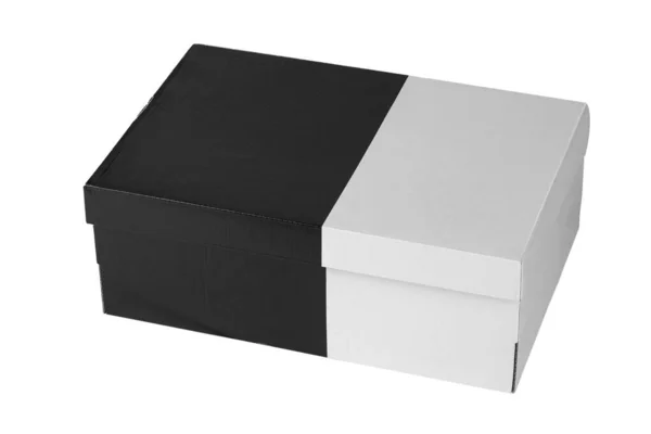Boîte Chaussures Carton Noir Blanc Avec Couvercle Pour Chaussure Sneaker — Photo