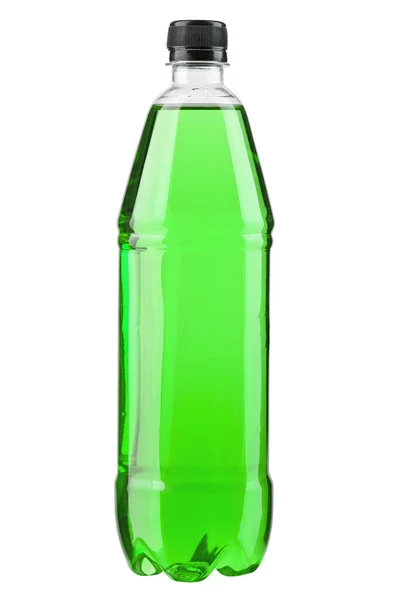 Energiedranken Met Verschillende Smaken Geïsoleerd Witte Achtergrond Plastic Fles Met — Stockfoto