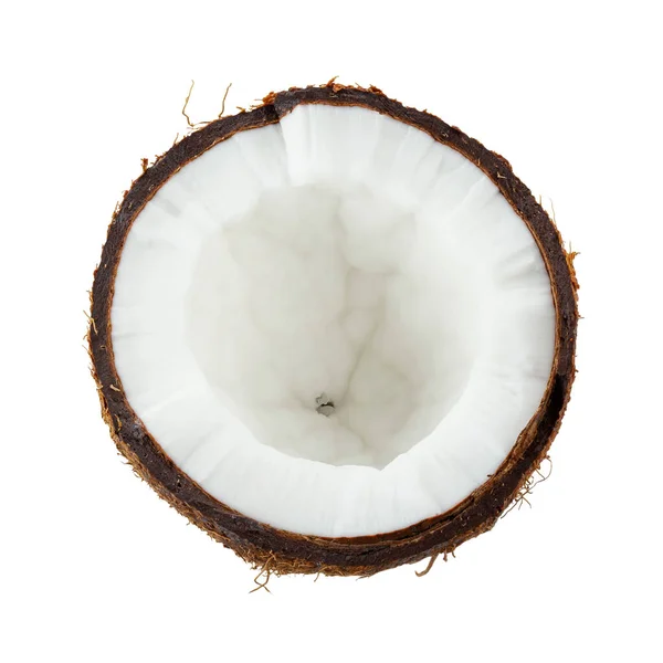 Fruta Tropical Metade Coco Isolado Sobre Fundo Branco Arquivo Contém — Fotografia de Stock