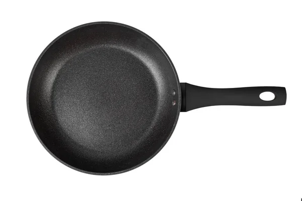 Black Frying Pan Nonstick Surface Isolated White Background Close Top — Stock Photo, Image