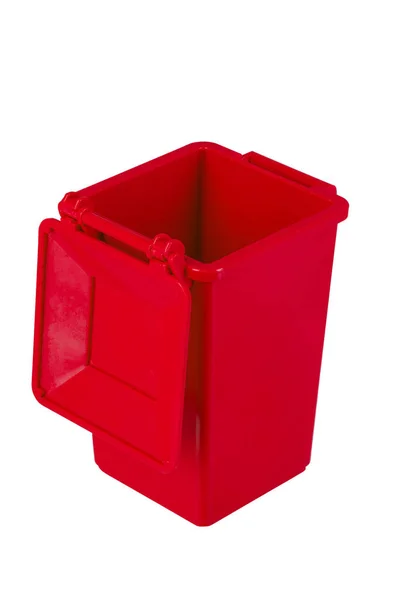 Czerwony Kosz Śmieci Białym Tle Śmieci Śmietniki Plik Zawiera Ścieżkę — Zdjęcie stockowe