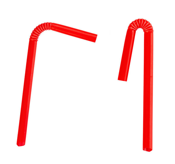 Red straw isolated on white background, full depth of field. File contains clipping path. Design element.