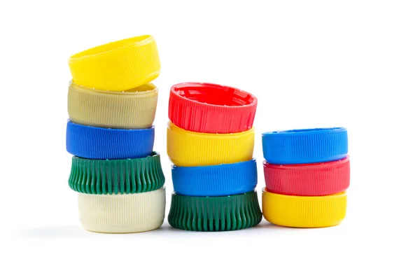 Tapas Botellas Diferentes Colores Excelente Materia Prima Para Reciclaje Composición — Foto de Stock