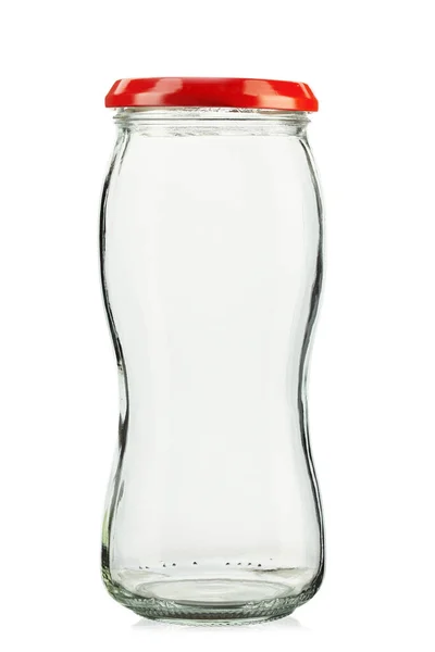 One Empty Transparent Canning Jar Lid Isolated White Background File — Stock Photo, Image