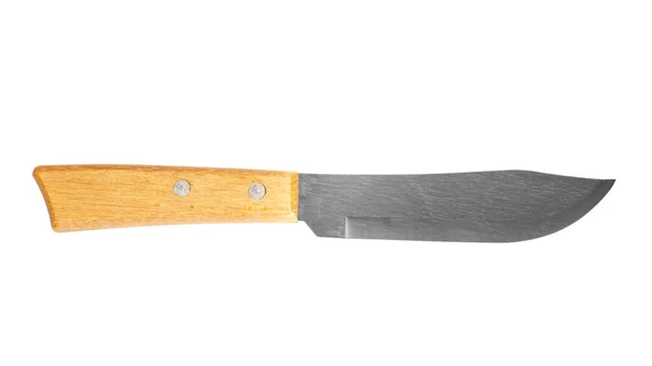 Ahşap Saplı Büyük Bir Mutfak Bıçağı Beyaz Arka Planda Izole — Stok fotoğraf