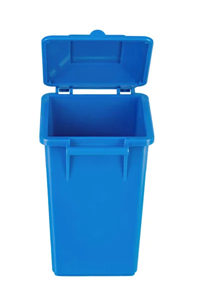 New Unbox Blue Large Plastic Bin Isolated White Background Garbage — Fotografia de Stock