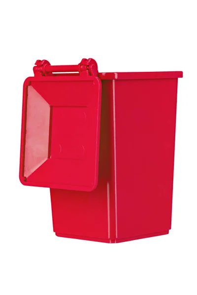 Une Nouvelle Boîte Déballage Rouge Grand Bac Plastique Isolé Sur — Photo