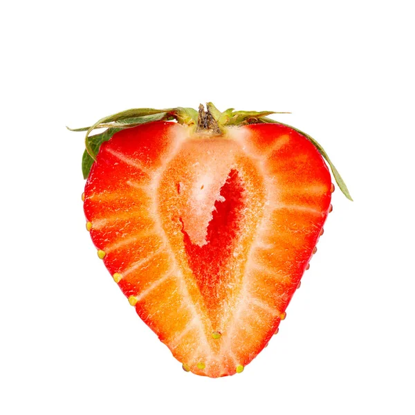 Half Ripe Strawberry Isolated White Background File Contains Clipping Path — Stock Photo, Image