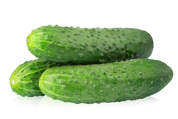 Olgun Yeşil Salatalıklar Beyaz Arka Planda Izole Edilmiş Tam Alan — Stok fotoğraf