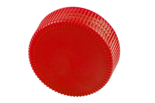 Πλαστικά Καπάκια Μπουκαλιών Κόκκινου Χρώματος Που Απομονώνονται Λευκό Φόντο Αρχείο — Φωτογραφία Αρχείου