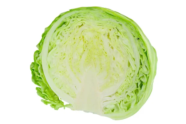 Halb Grünkohlkopf Auf Weißem Hintergrund Vegetarische Natürliche Gesunde Ernährung Datei — Stockfoto