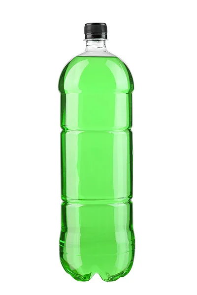 Энергетические Напитки Различными Вкусами Изолированы Белом Фоне Пластиковая Бутылка Зеленой — стоковое фото