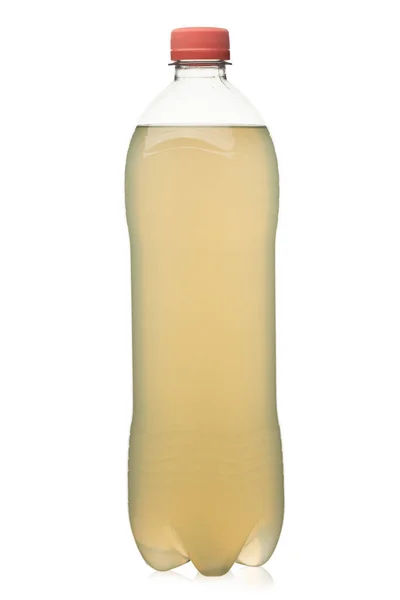 Botella Plástico Con Agua Dulce Amarilla Sin Inscripciones Aislado Sobre — Foto de Stock