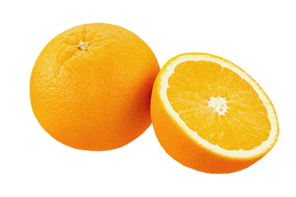 Portakal Meyvesi Beyaz Arka Planda Yarı Yarıya Kesilmiş Turuncu Dosya — Stok fotoğraf