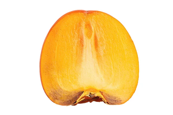 Slices Persimmon Ripe Orange Persimmon Fruit Isolated White Background File — Stock Photo, Image