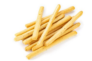 Grissini sticks. Traditional italian breadsticks isolated on white background.