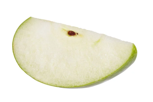 Quart Pomme Verte Mûre Isolée Sur Fond Blanc Fichier Contient — Photo