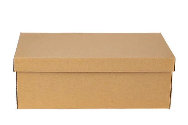 Nakliye Için Kraft Kutusu Yazıtlar Olmadan Beyaz Bir Arka Planda — Stok fotoğraf