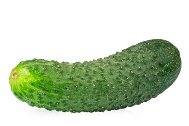 Beyaz arka planda izole edilmiş taze organik salatalık sebzesi. Tam alan derinliği. Dosya kırpma yolu içeriyor.