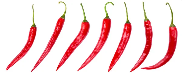 Set Chili Pepper Isolated White Background Chili Hot Peppers Whole — Stock Photo, Image