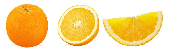 Cała Pomarańcza Pół Pół Odizolowana Białym Tle Plik Zawiera Ścieżkę — Zdjęcie stockowe