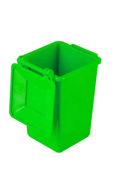 Papelera Reciclaje Verde Aislada Sobre Fondo Blanco Basura Papelera Archivo — Foto de Stock